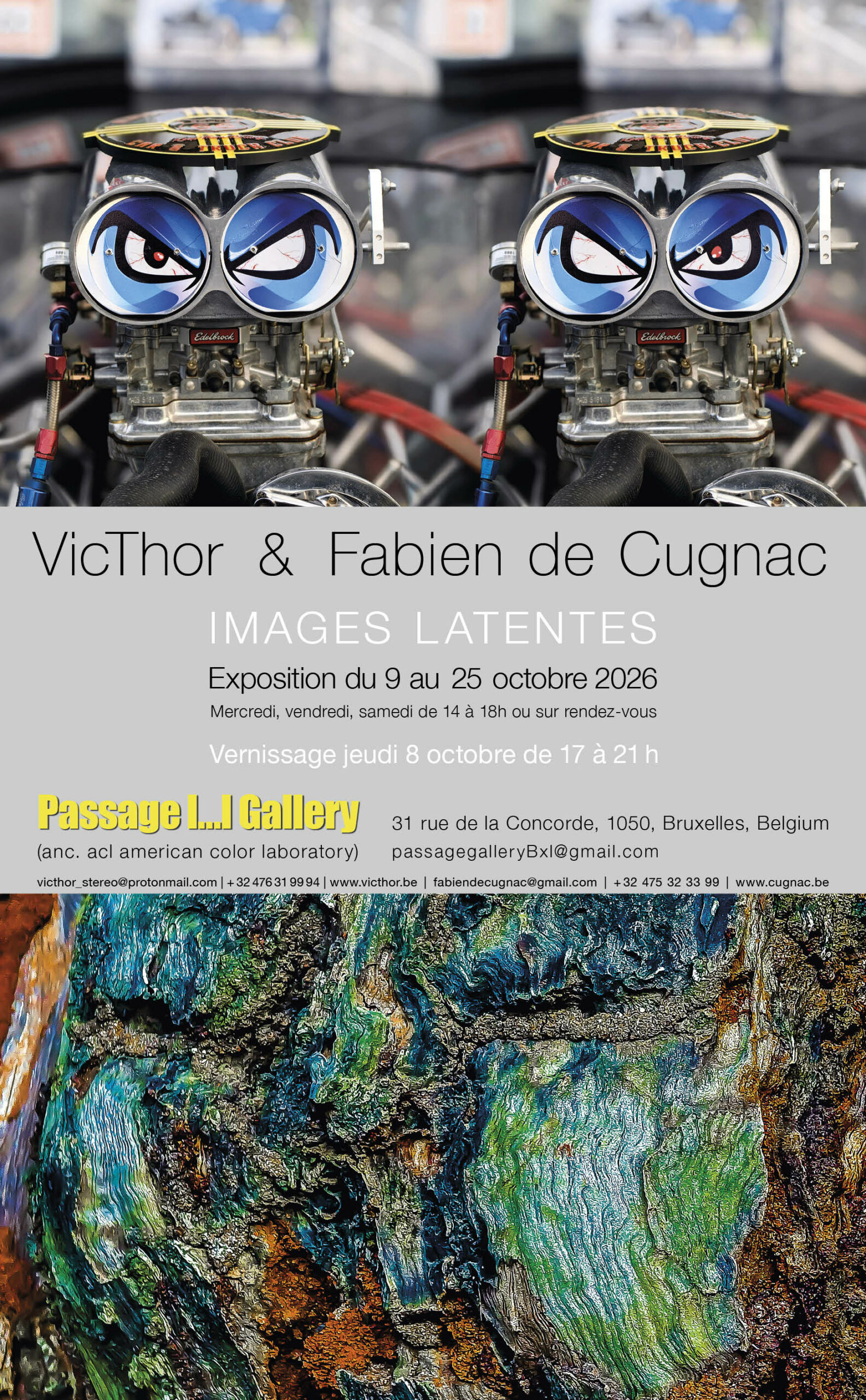 "Images latentes" Exposition VicThor & Fabien de Cugnac, Passage Gallery, 31 rue de la Concorde, 1050, Bruxelles, Belgique, du 9 au 25 octobre 2026, mercredi, vendredi et samedi de 14 à 18h